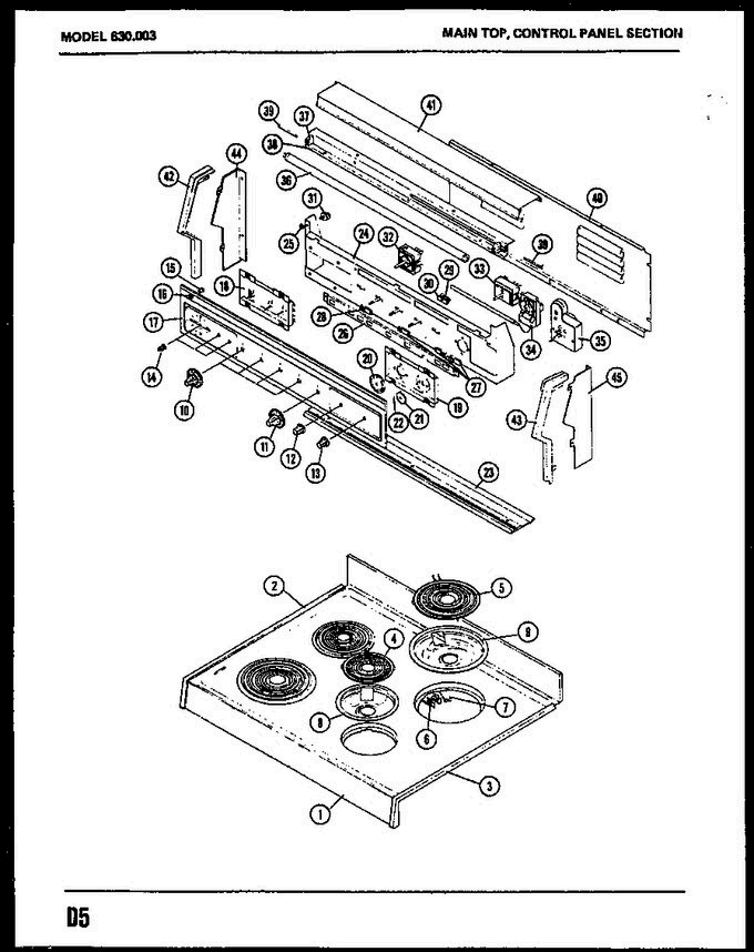 02 - Main Top Diagram and Parts List for 630003  Litton Microwave Oven Combo