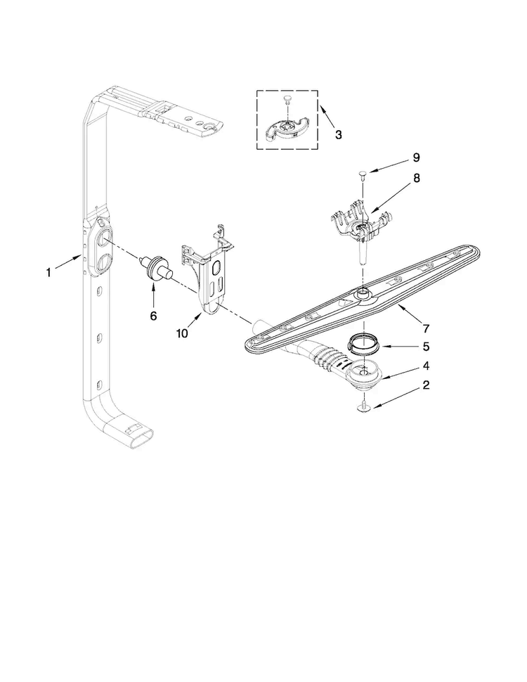Upper Wash And Rinse Parts Diagram and Parts List for MDB7749AWW0  Maytag Dishwasher