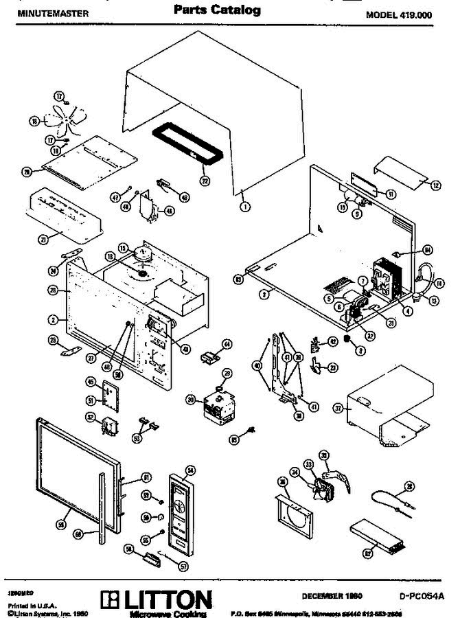01 - Page 1 Diagram and Parts List for 419000  Litton Microwave