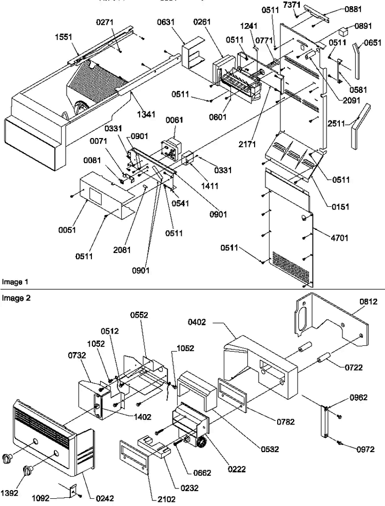 Ice Maker/controls Diagram and Parts List for SRD22S3W-P1190319WW  Amana Refrigerator