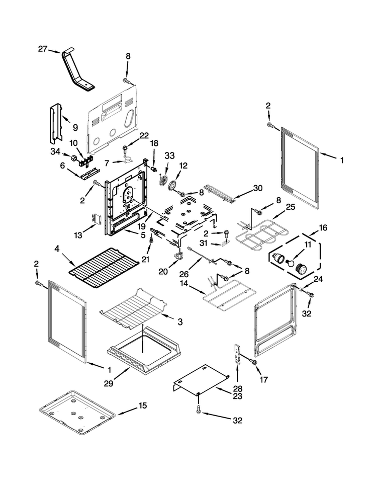 Chassis Parts Diagram and Parts List for MER8700DB0  Maytag Range