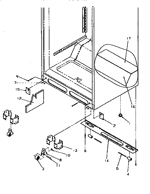 Cabinet Bottom Diagram and Parts List for TR21S4W-P1196104WW  Amana Refrigerator