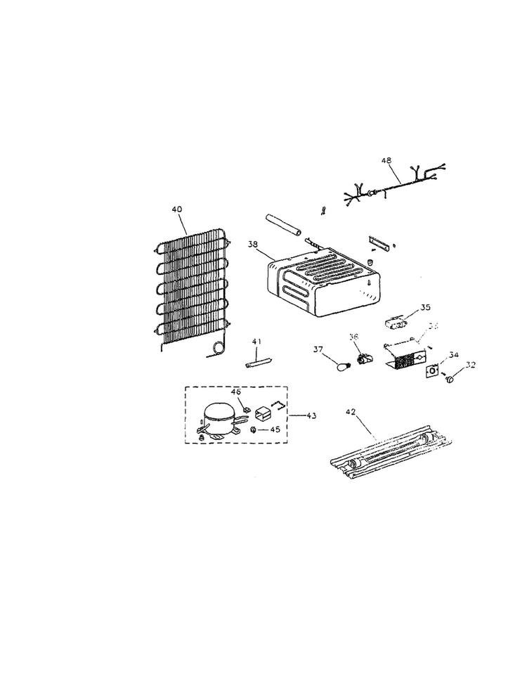 Evaporator Assembly/support Compressor Diagram and Parts List for CRS90A3  Crosley Refrigerator