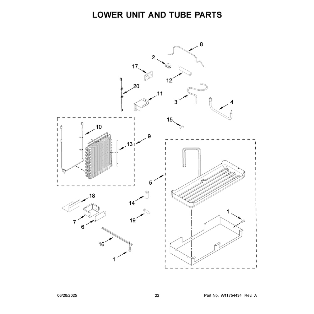 Lower Unit And Tube Parts Diagram and Parts List for JBSFS48NMX01  Jenn-Air Refrigerator