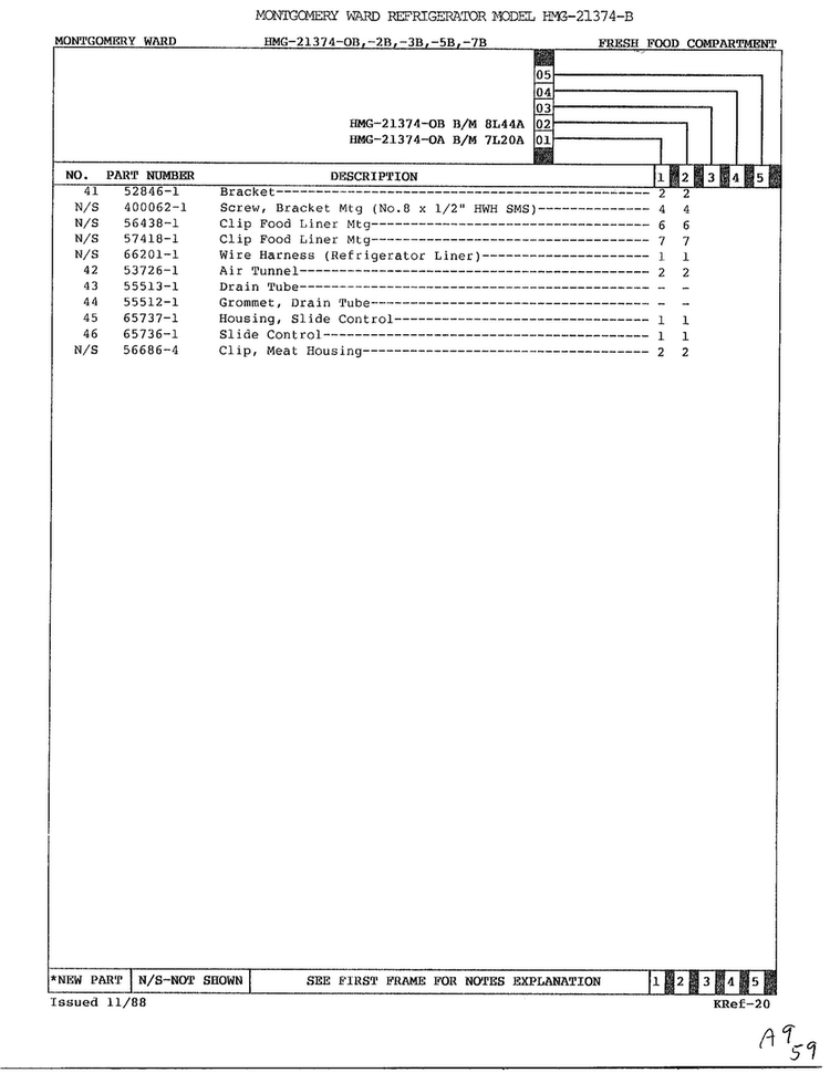 Fresh Food Compartment Page 3 Diagram and Parts List for 21374B  Admiral Refrigerator