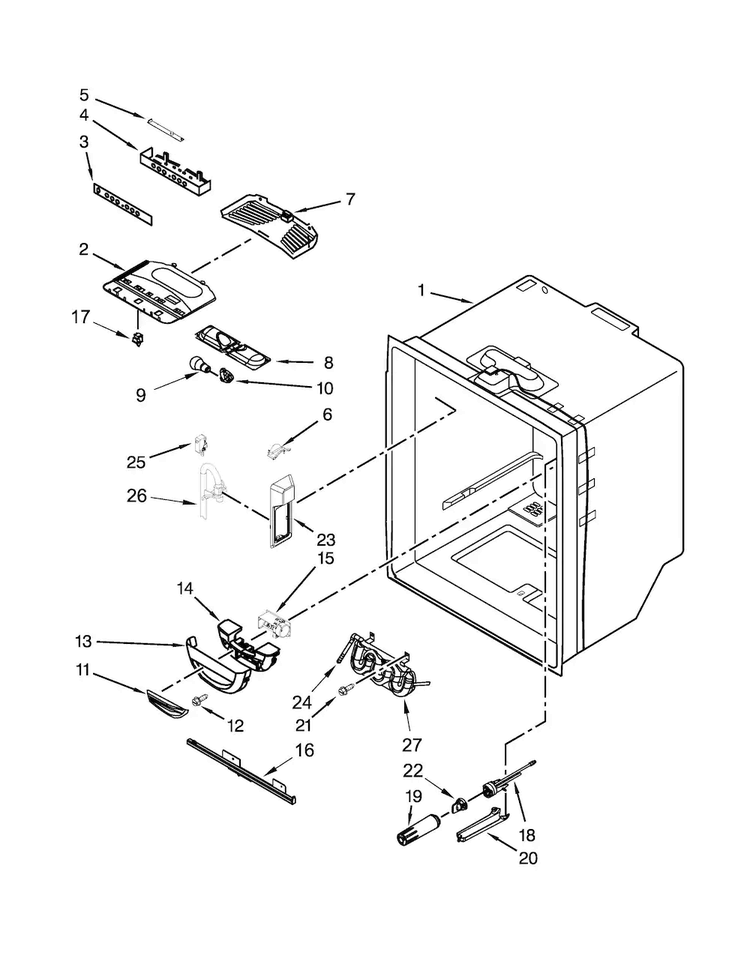 Refrigerator Liner Parts Diagram and Parts List for JFC2290VEM8  Jenn-Air Refrigerator