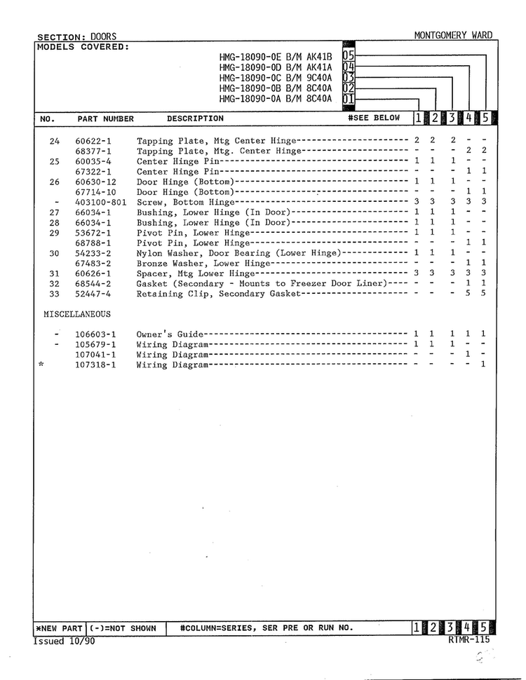 Doors Page 3 Diagram and Parts List for 18090-OA  Admiral Refrigerator