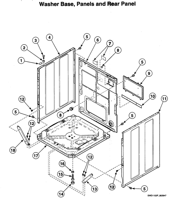 Panels Assy Diagram and Parts List for LTSA7AQN1500  Speed Queen Washer Dryer Combo