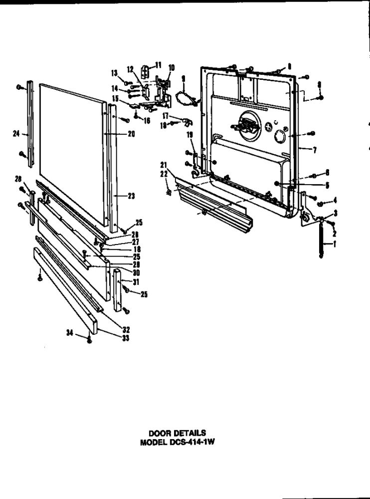 Door Details 6 Diagram and Parts List for DUS-414-19  Maytag Dishwasher