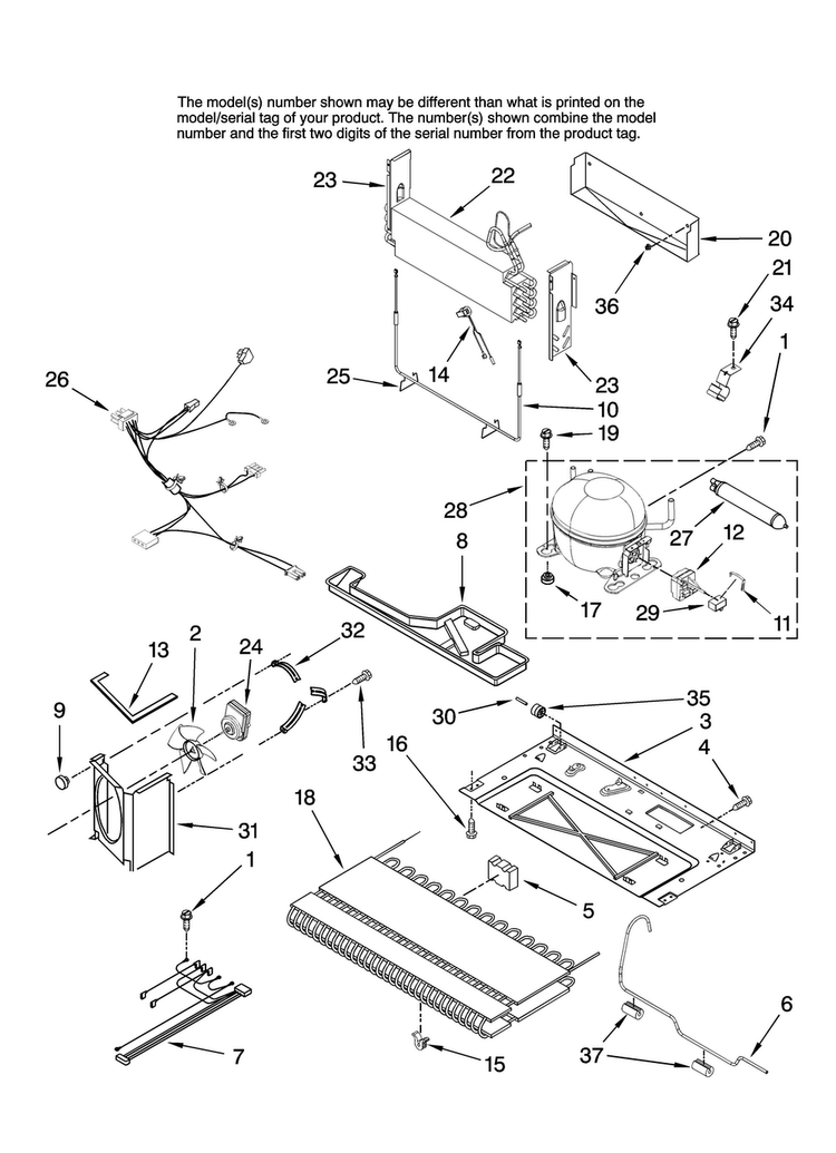 Unit Parts Diagram and Parts List for ABB2227VEB10  Amana Refrigerator