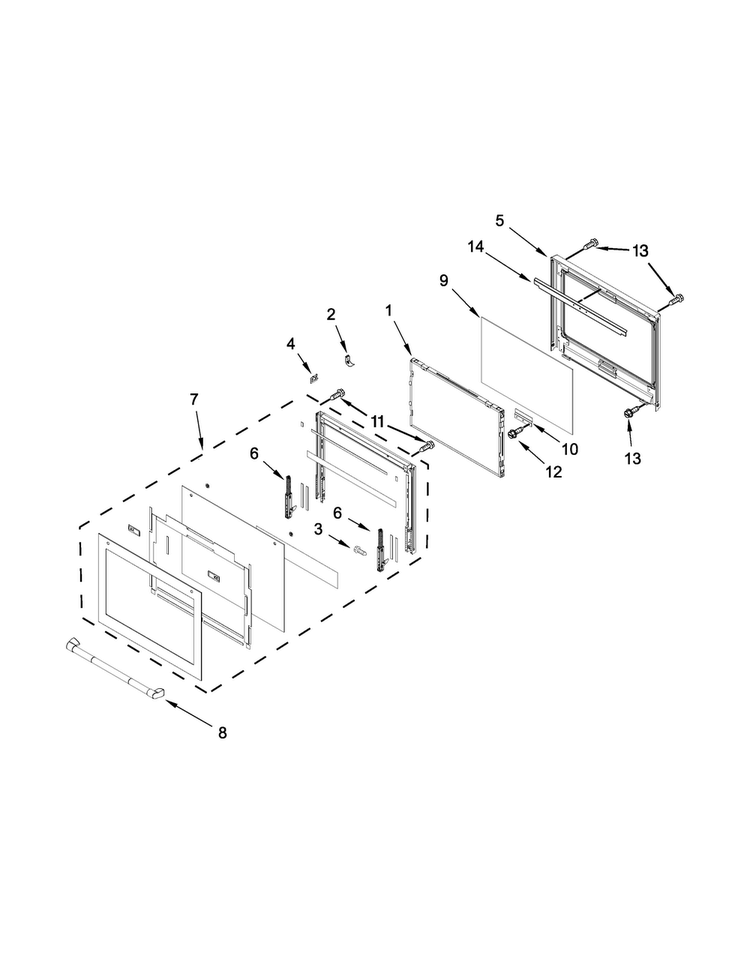 Upper Oven Door Parts Diagram and Parts List for JJW3830DP00  Jenn-Air Wall Oven