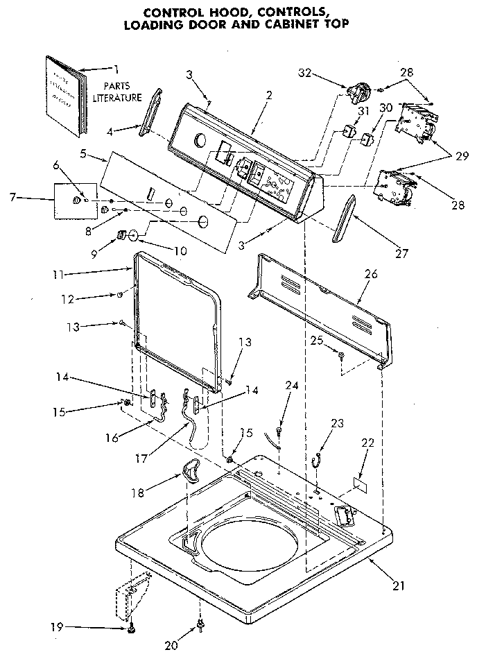Control Panel And Top Diagram and Parts List for NA6821L33838  Speed Queen Washer