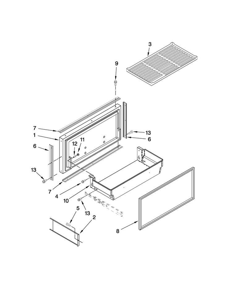 Freezer Door And Basket Parts Diagram and Parts List for JB36NXFXRW00  Jenn-Air Refrigerator