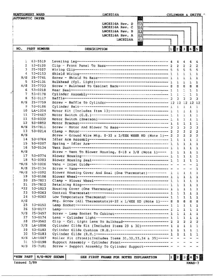 Gas Dryer Cylinder/drive Assembly Page 2 Diagram and Parts List for 8216A  Norge Dryer