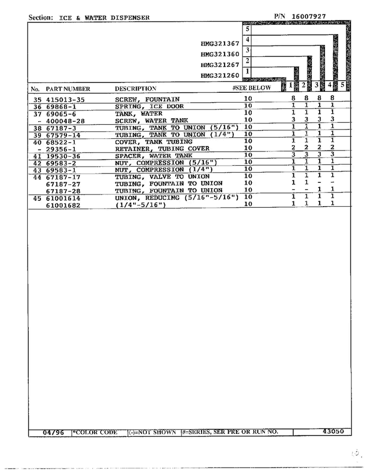 Ice And Water Dispenser Page 3 Diagram and Parts List for HMG321267  Admiral Refrigerator