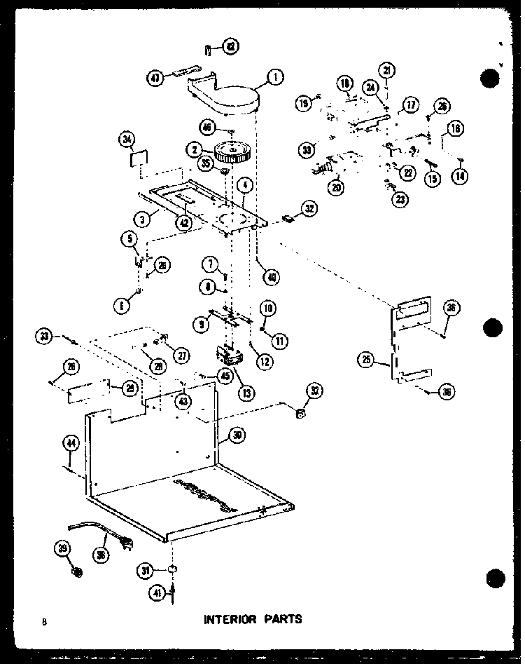 Interior Parts Diagram and Parts List for RR-10 P73071-3M Amana Microwave