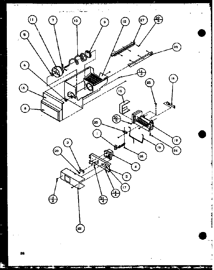 Ice Bucket And Ice Maker Diagram and Parts List for SBD20K-P1102508W  Amana Refrigerator