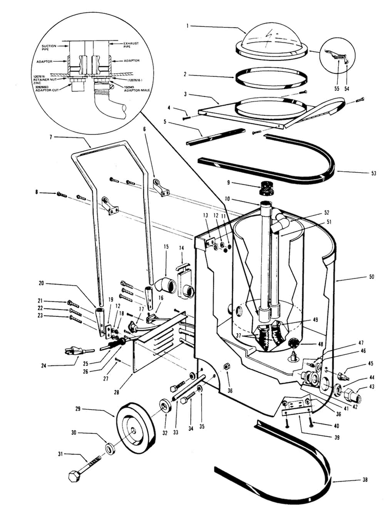 Mainassembly Diagram and Parts List for C3007  Hoover Carpet Cleaner