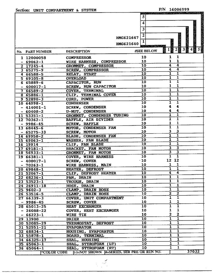 Unit Compartment And System Page 2 Diagram and Parts List for 621640  Admiral Refrigerator