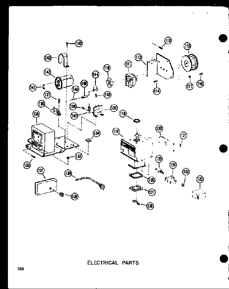 Electrical Parts Diagram and Parts List for R-1J P71520-3M Amana Microwave