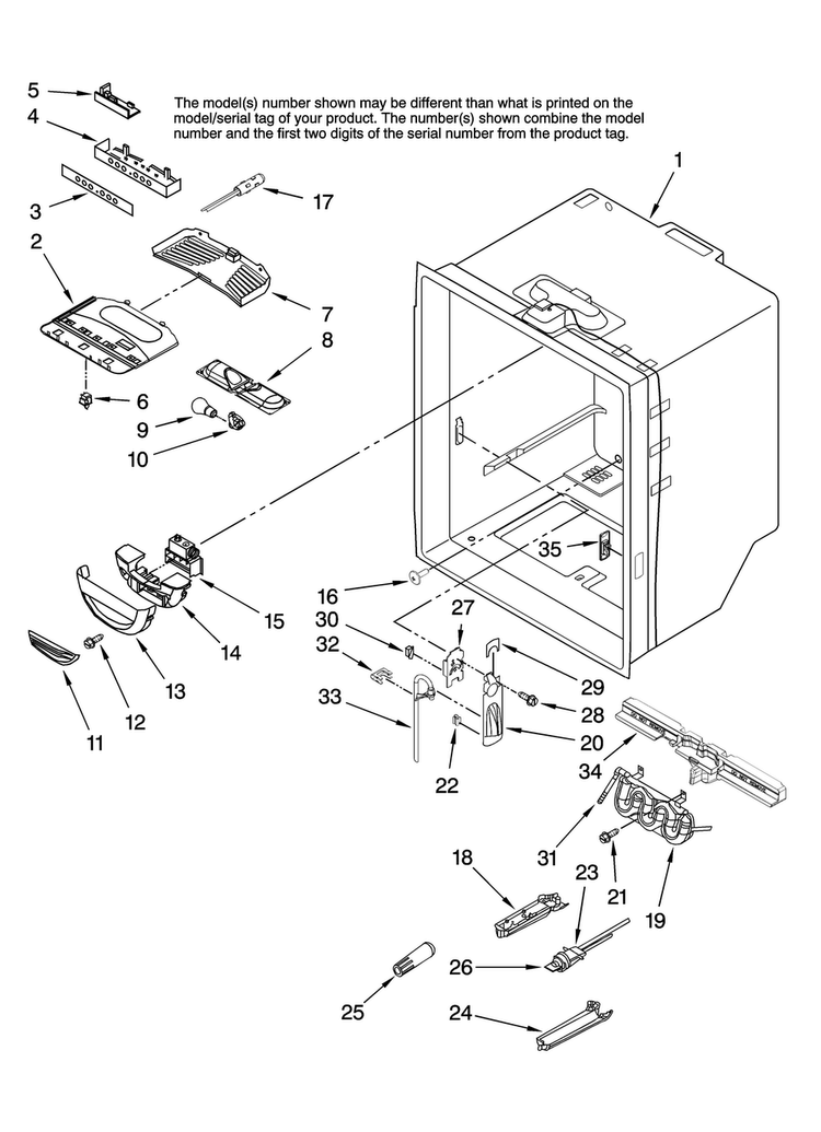 Refrigerator Liner Parts Diagram and Parts List for ABL2037FES12  Amana Refrigerator