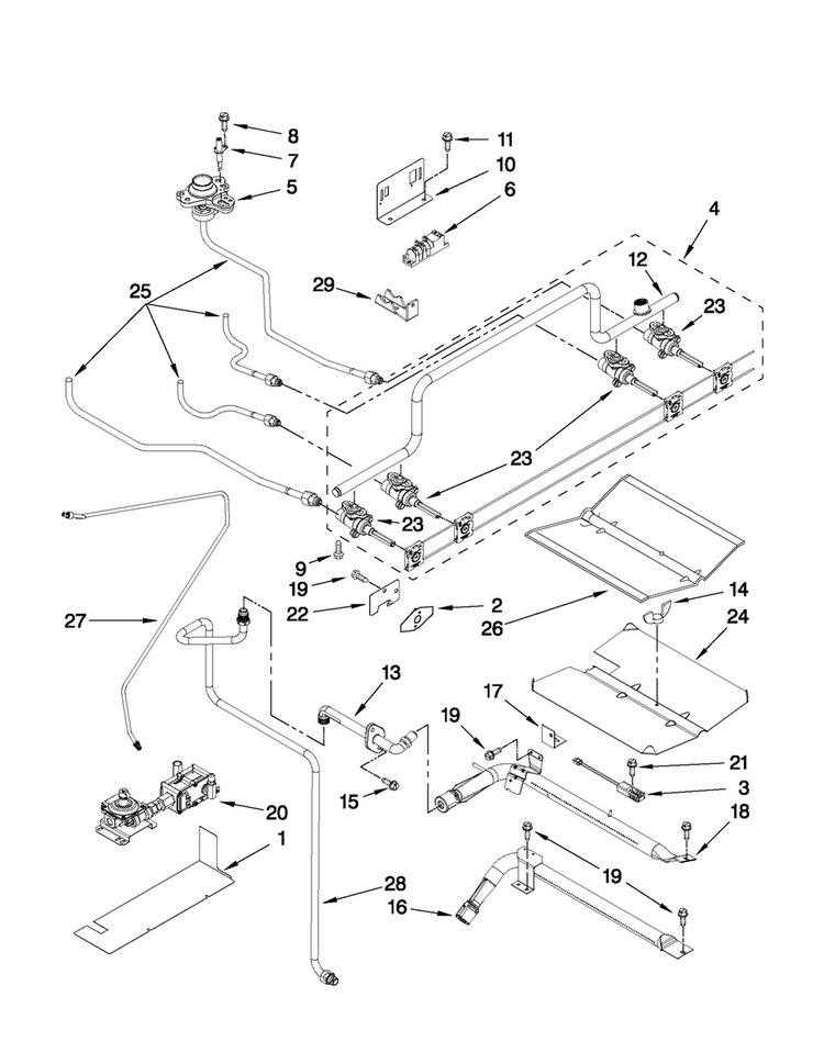 Manifold Parts Diagram and Parts List for MGS5875BDS23  Maytag Range