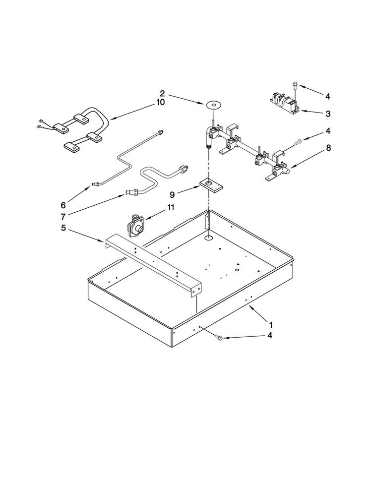 Burner Box, Gas Valves, And Switches Diagram and Parts List for MGC6430BDW20  Maytag Cooktop