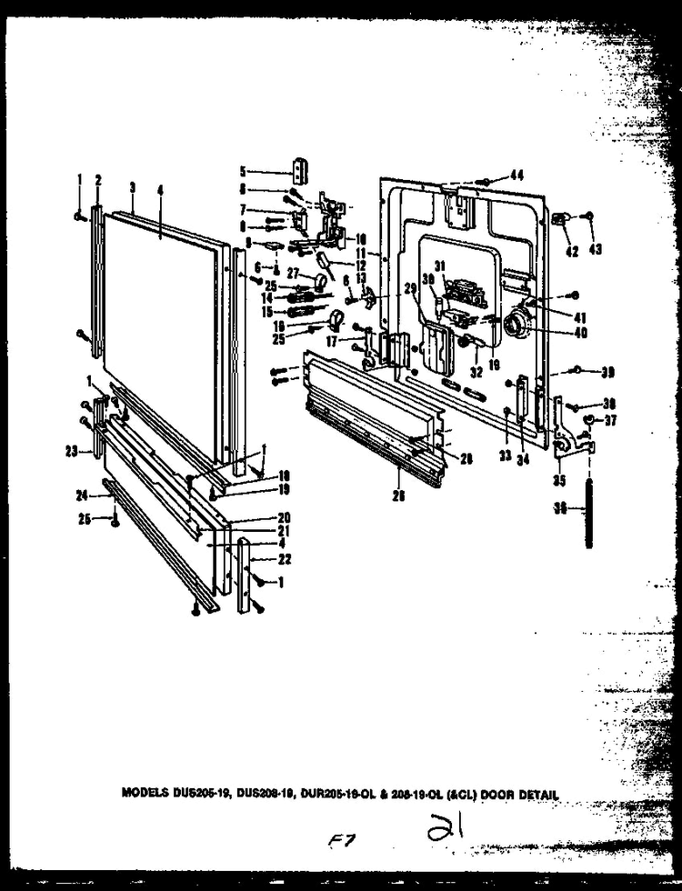Section 16 Diagram and Parts List for DUR208-19-CL  Caloric Dishwasher