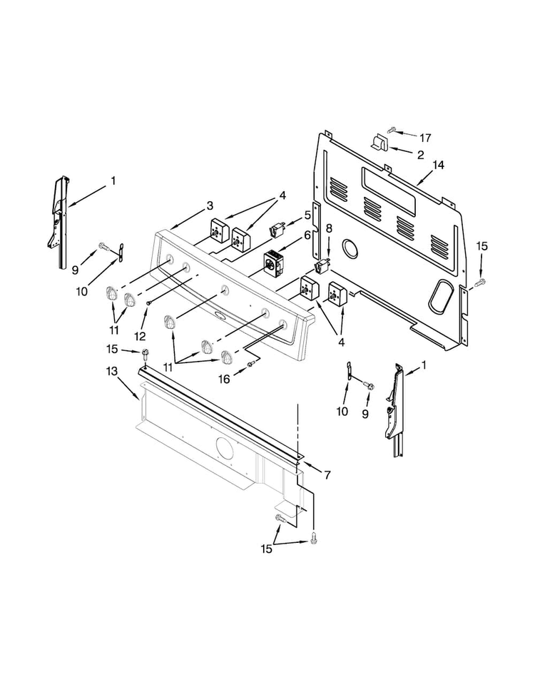 Control Panel Parts Diagram and Parts List for ACR3130BAW0  Amana Range