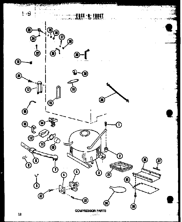 Compressor Parts Diagram and Parts List for UF22C P60345-82W Amana Freezer