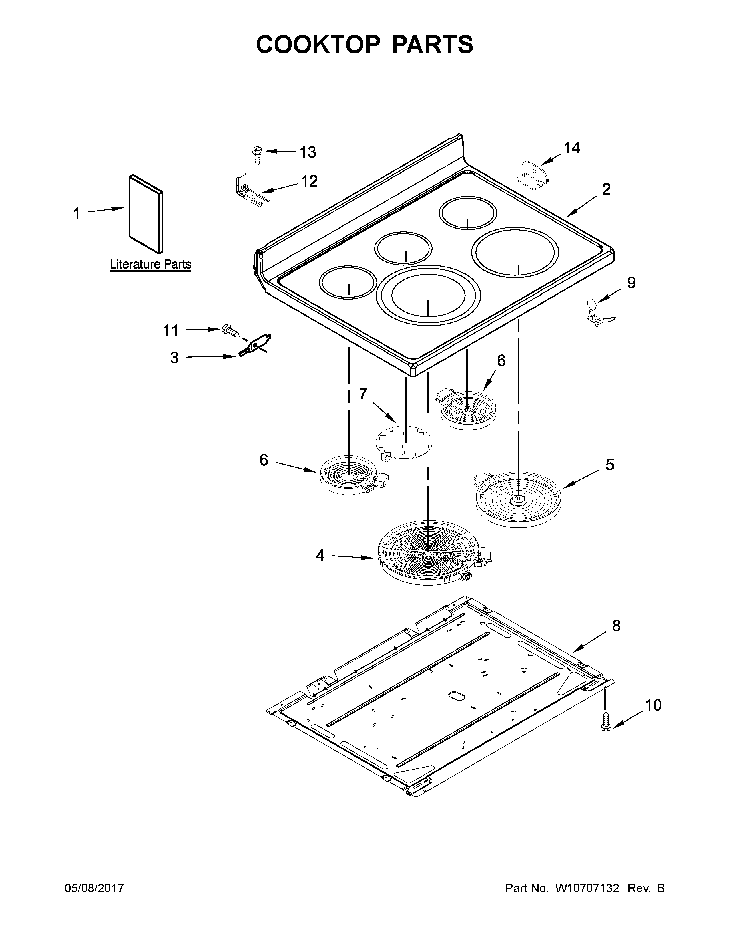 Cooktop Parts Diagram and Parts List for MER8700DE1  Maytag Range