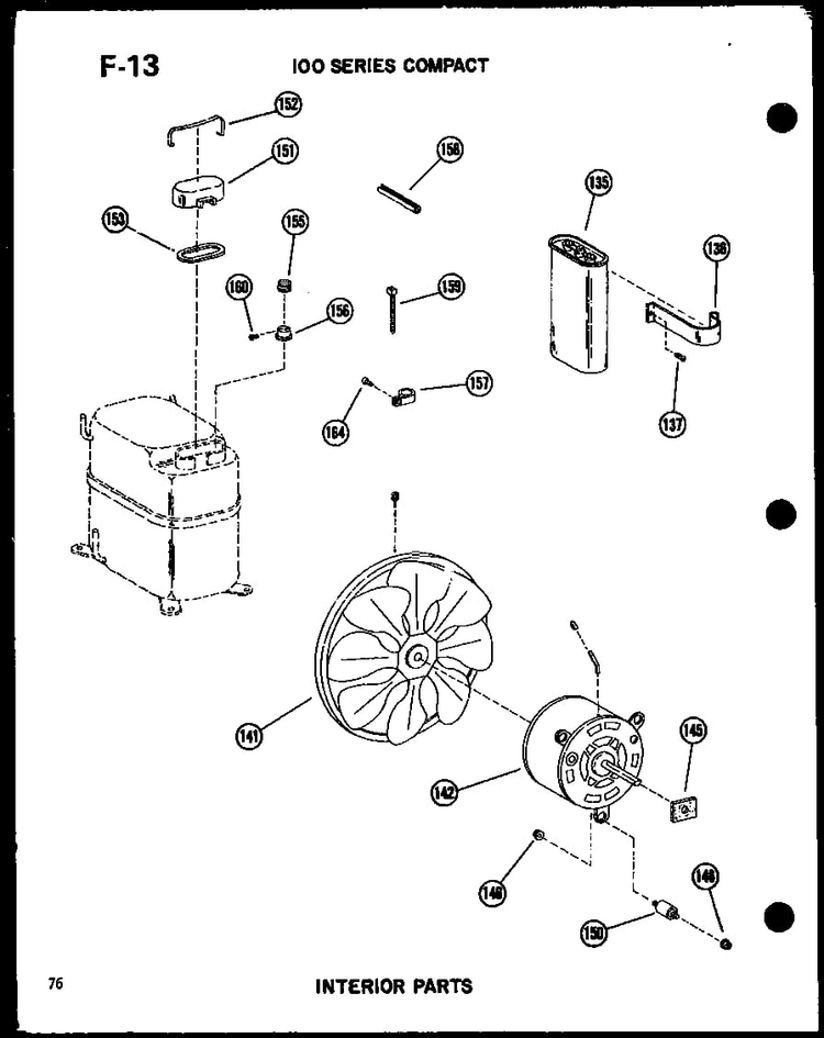 Interior Parts Diagram and Parts List for 113-5NE P54975-62R Amana Air Conditioner