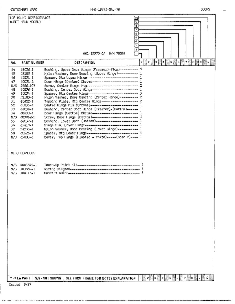 Doors/misc Page 3 Diagram and Parts List for 19973A  Admiral Refrigerator