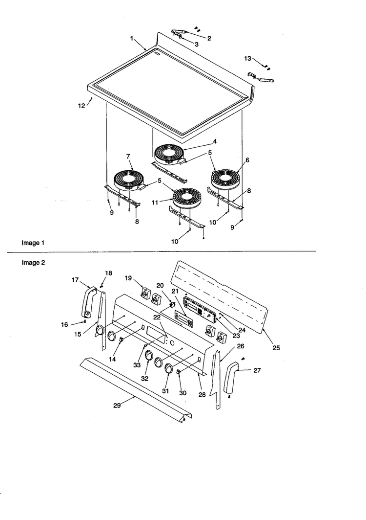 Main Top And Backguard Diagram and Parts List for ARTC7003W P1143659NW Amana Range