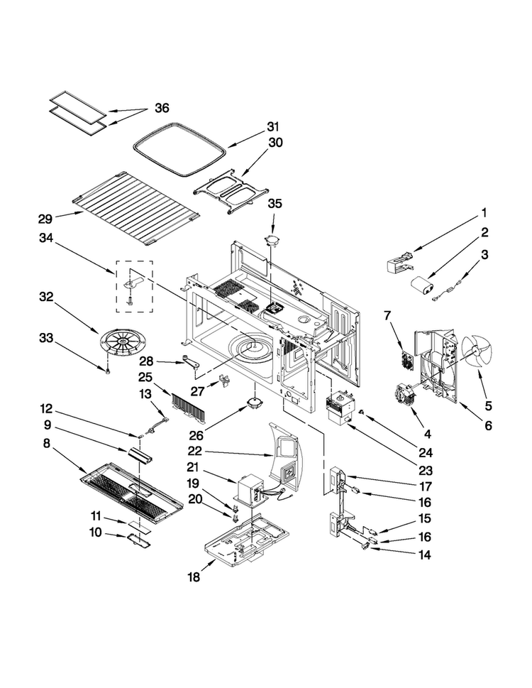 Interior And Ventilation Parts Diagram and Parts List for YJMV8208DB00  Jenn-Air Microwave