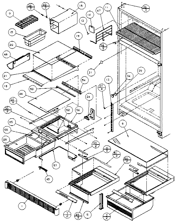 Shelves And Accessories Diagram and Parts List for 85978-P1117004W  Amana Refrigerator