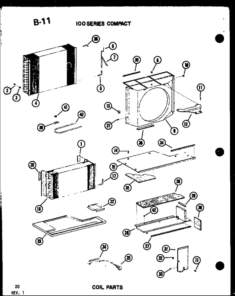 100 Series Compact Coil Parts Diagram and Parts List for 16-3SPMK P54974-59R Amana Air Conditioner