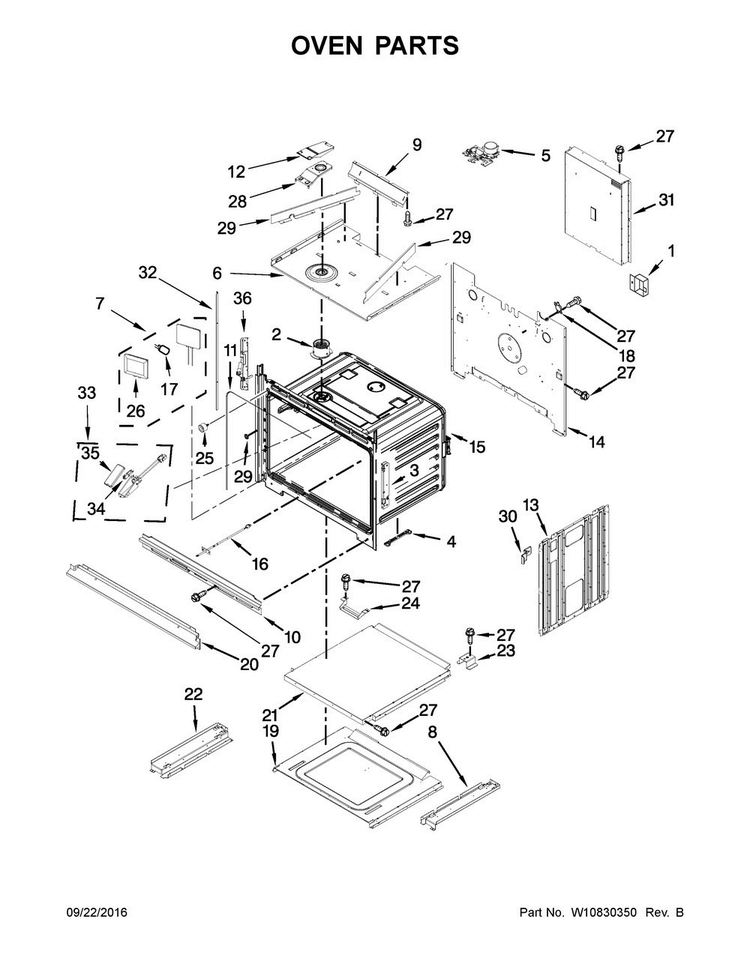 Oven Parts Diagram and Parts List for JMW3430DP01  Jenn-Air Microwave