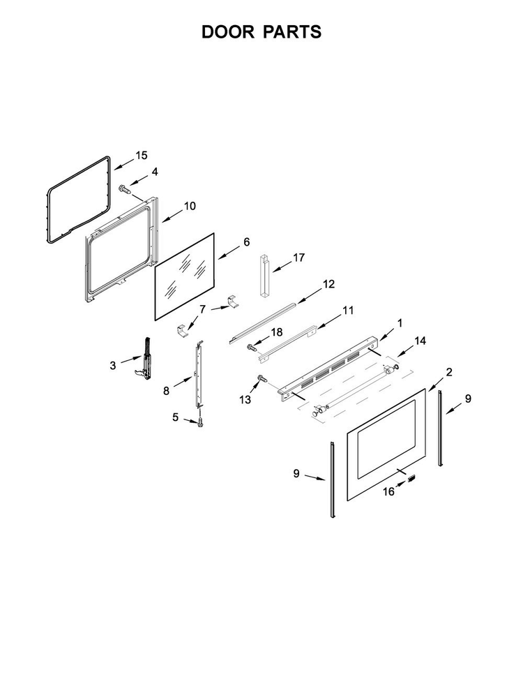 Door Parts Diagram and Parts List for MER8800FB0  Maytag Range