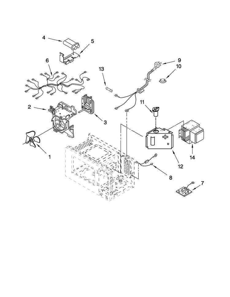 Microwave Interior Parts Diagram and Parts List for JMW9330DAB16  Jenn-Air Microwave Oven Combo