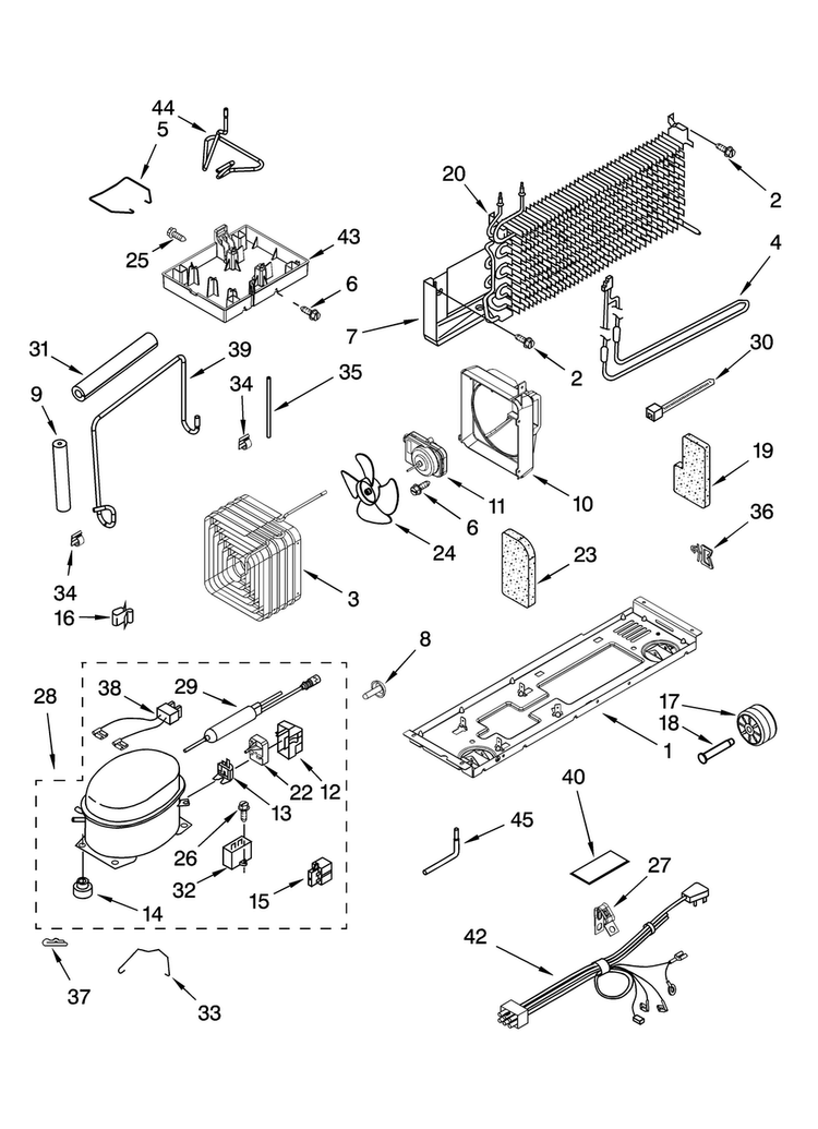 Unit Parts Diagram and Parts List for MTN1854VRS00  Maytag Refrigerator