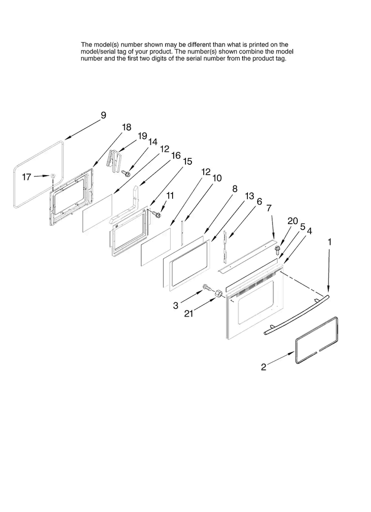 Lower Door Parts Diagram and Parts List for JER8895BAS10  Jenn-Air Range