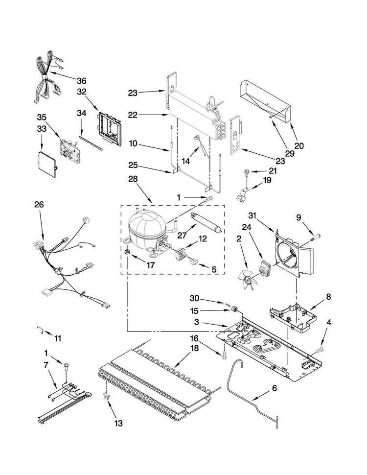 Unit Parts Diagram and Parts List for JBL2286KES3  Jenn-Air Refrigerator