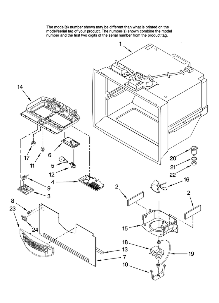 Freezer Liner Parts Diagram and Parts List for ABB1921DEW15  Amana Refrigerator