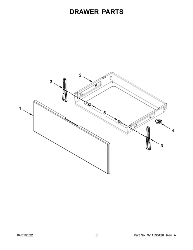 Drawer Parts Diagram and Parts List for YAES6603SFS5  Amana Range