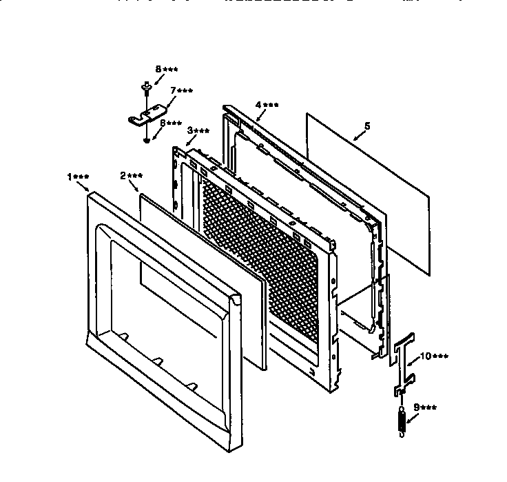 Door Diagram and Parts List for 56568420791  Kenmore Microwave