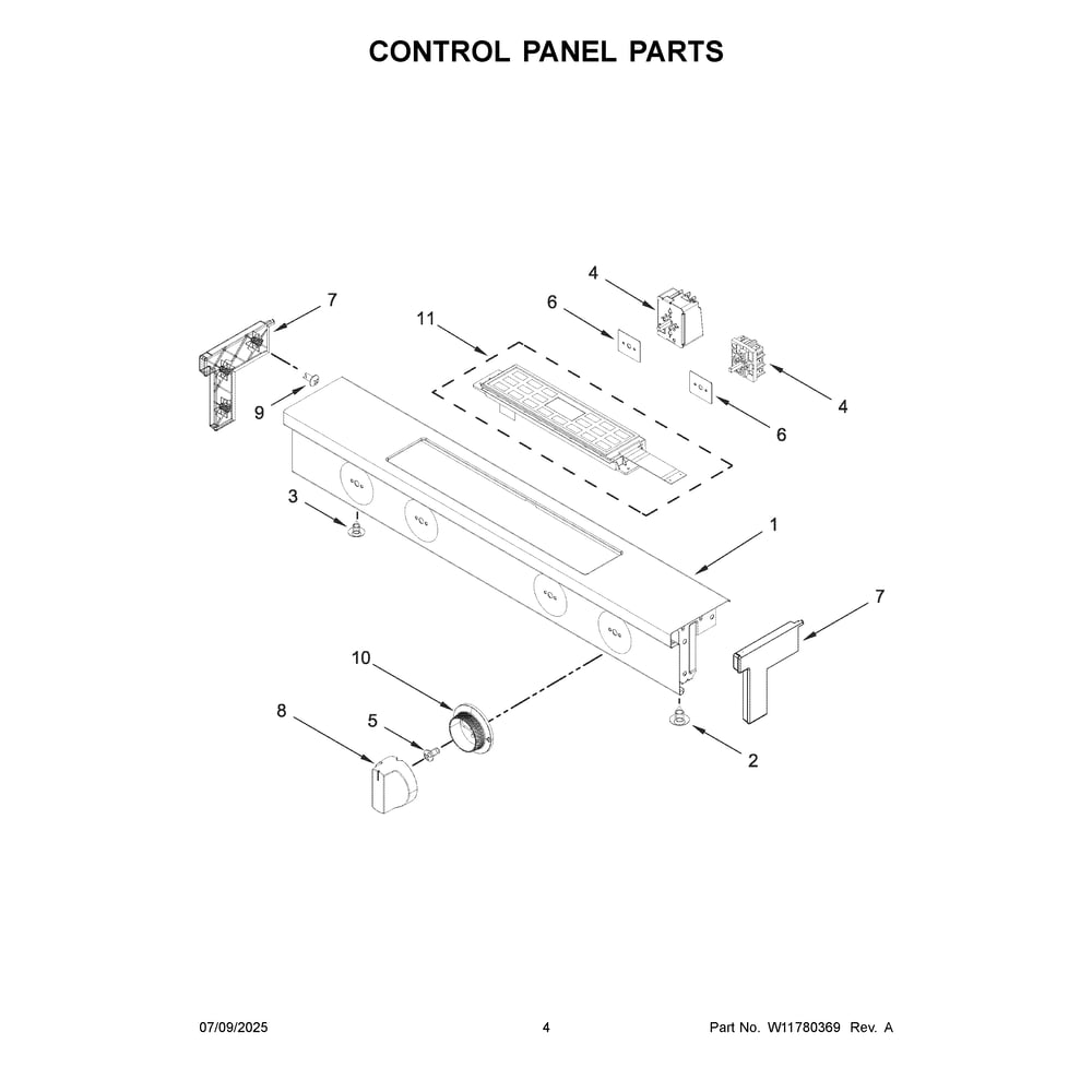 Control Panel Parts Diagram and Parts List for YMSES7030SZ0  Maytag Range