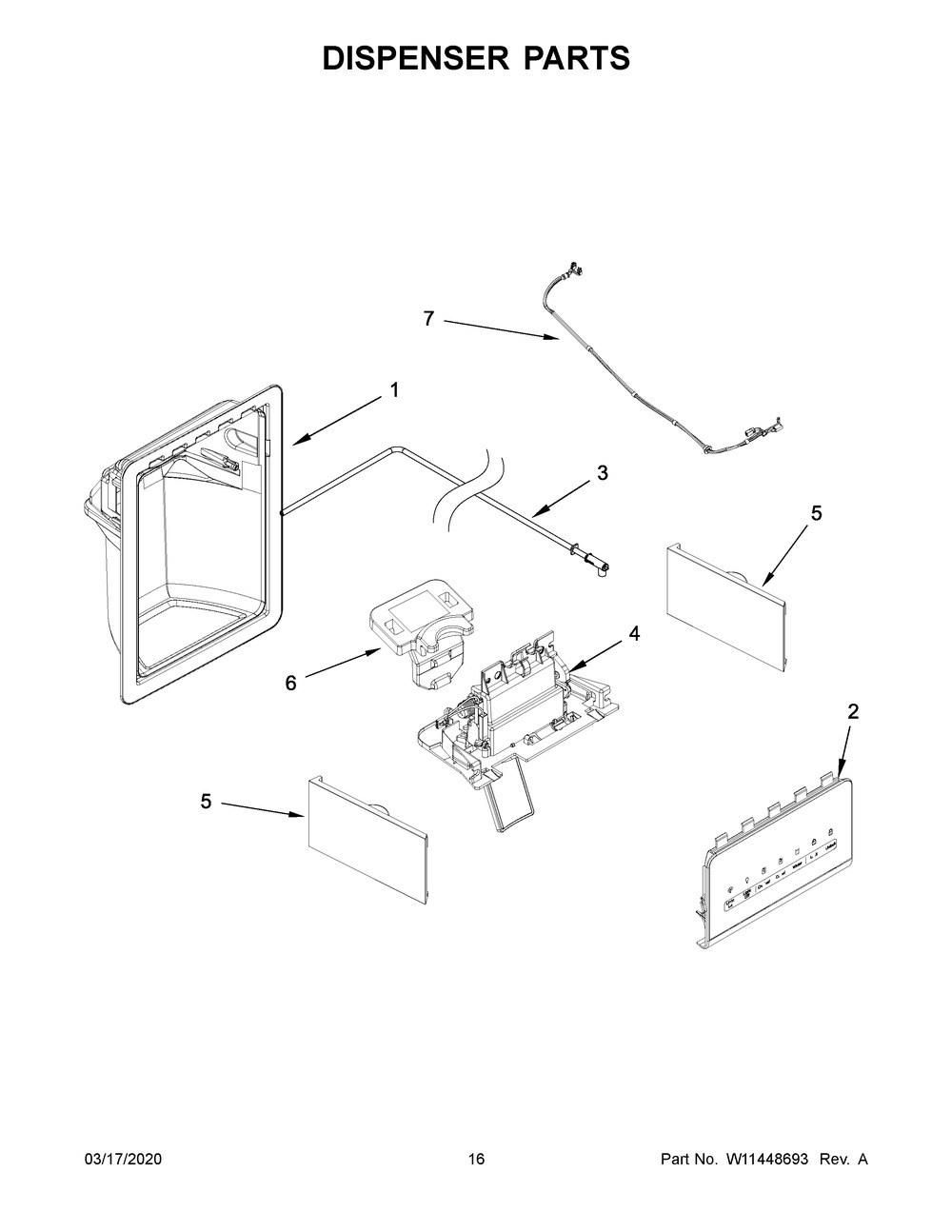 Dispenser Parts Diagram and Parts List for ASI2575GRB04  Maytag Refrigerator