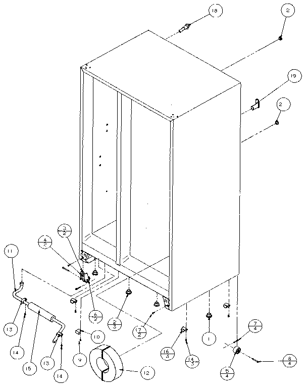 Drain And Rollers Diagram and Parts List for 36271-P1121802W  Amana Refrigerator