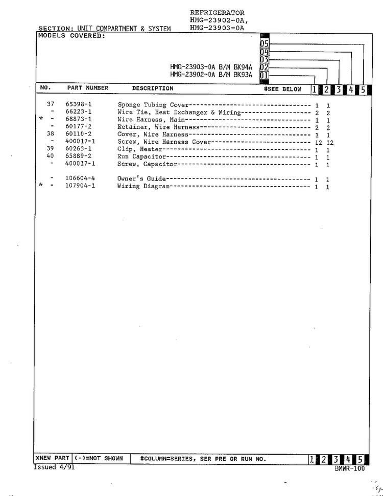 Unit Compartment And System Page 3 Diagram and Parts List for 23903-0A  Admiral Refrigerator